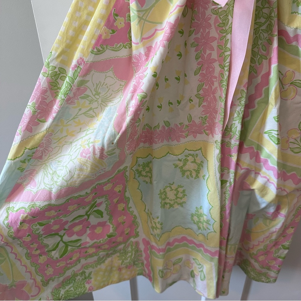 Lilly Pulitzer Pastel Floral Halter Dress Size 14 Cotton Fit & Flare - Picture 5 of 8